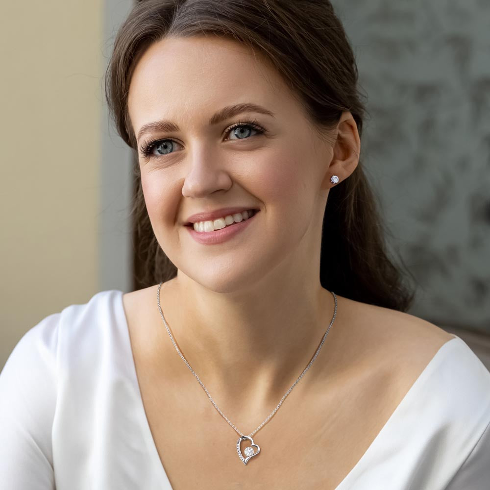 Trucker Soulmate Gift - Forever Promise Necklace & Cubic Zirconia Earring Set