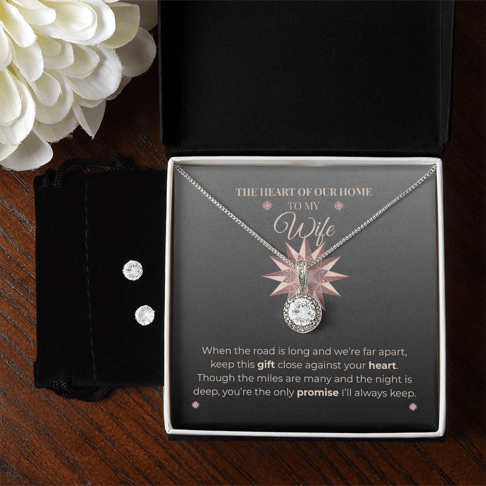 Truckers Wife Gifts - Eternal Promise Necklace & Earring Set