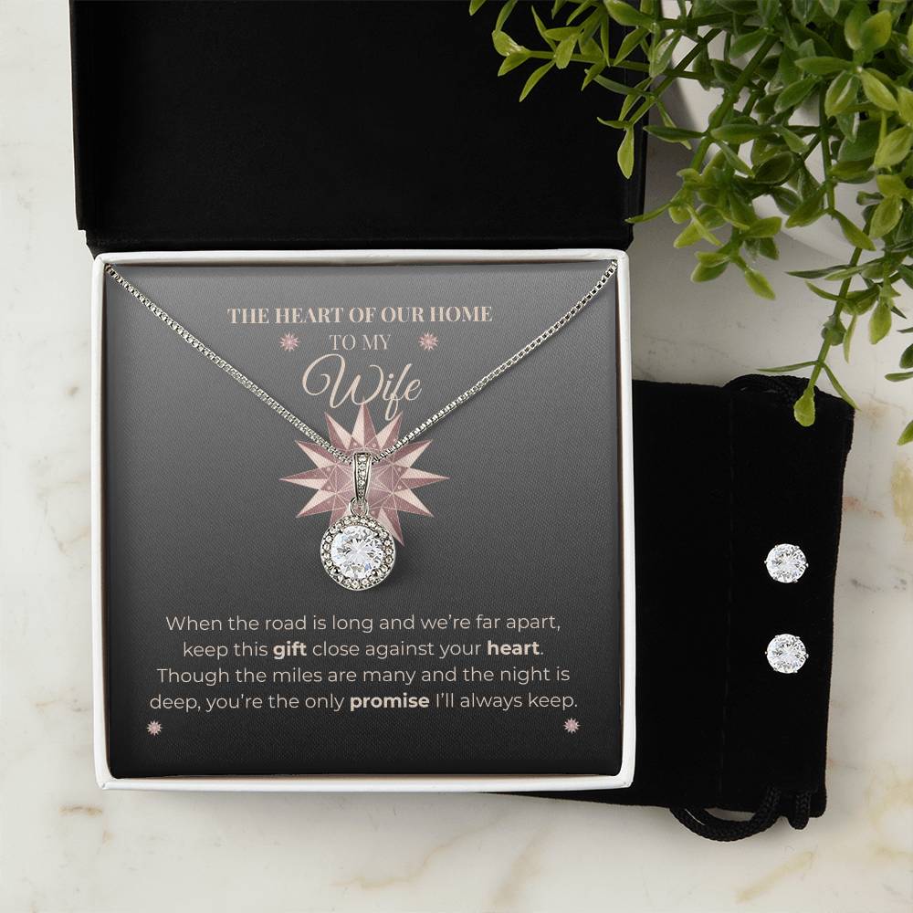 Truckers Wife Gifts - Eternal Promise Necklace & Earring Set