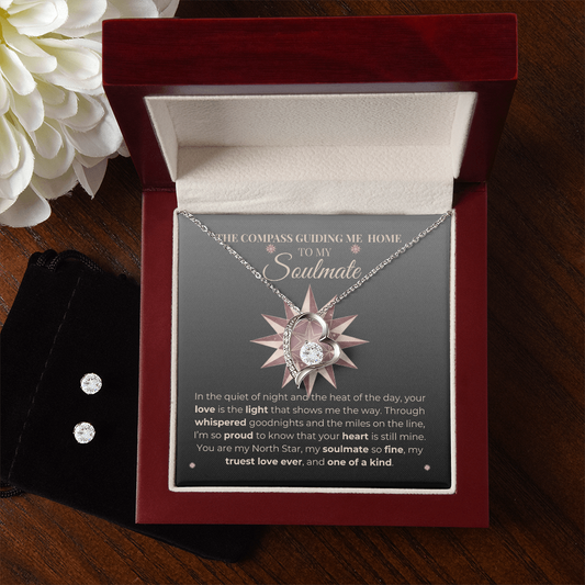 Trucker Soulmate Gift - Forever Proud Necklace & Cubic Zirconia Earring Set