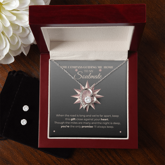 Trucker Soulmate Gift - Forever Promise Necklace & Cubic Zirconia Earring Set