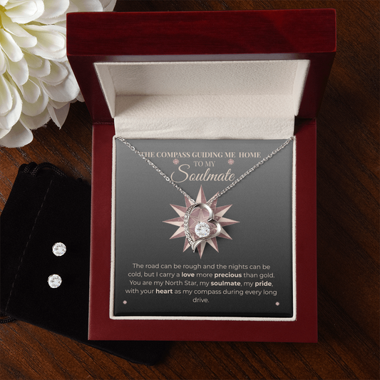 Trucker Soulmate Gift - Forever Precious Necklace & Cubic Zirconia Earring Set