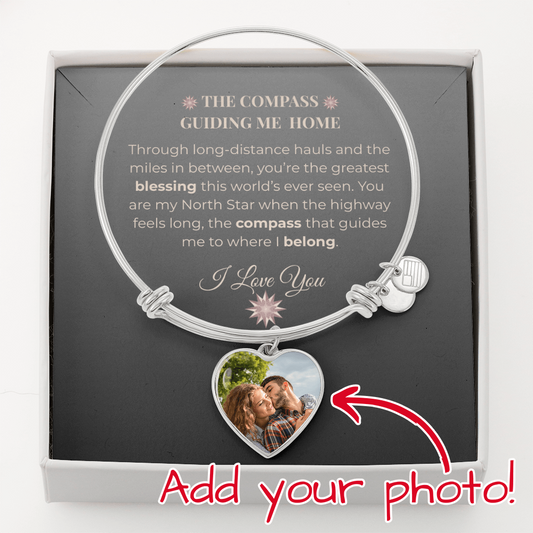 Truckers Soulmate Gifts - Custom Jewelry Luxury Heart Soulmate Blessing Bangle