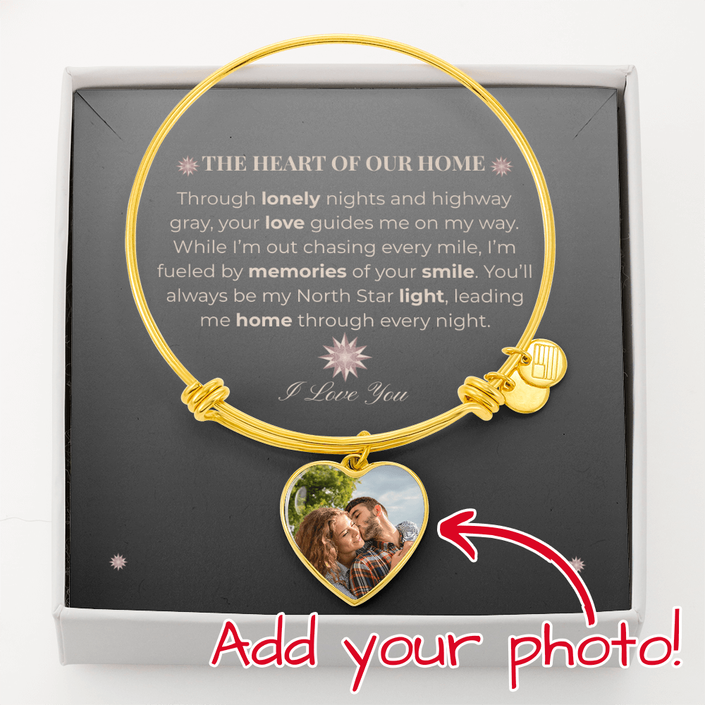 Truckers Wife Gifts - Custom Jewelry  Luxury Heart  Memories Bangle
