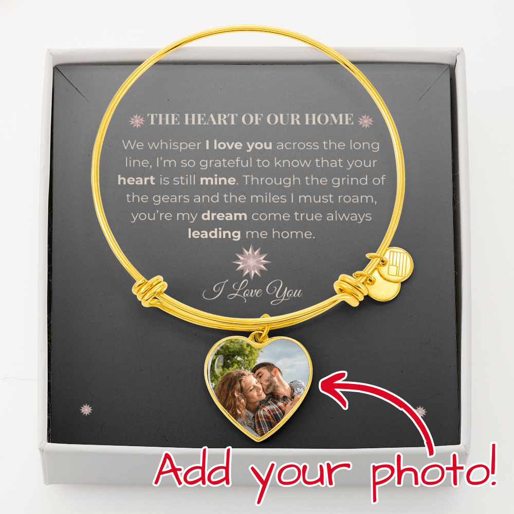 Truckers Wife Gifts - Custom Jewelry  Luxury Heart Wife Dream Bangle