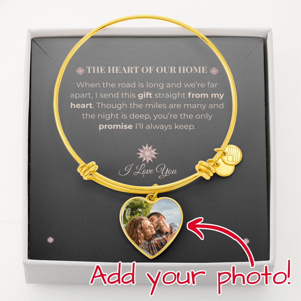Truckers Wife Gifts - Custom Jewelry  Luxury Heart Wife Promise Bangle