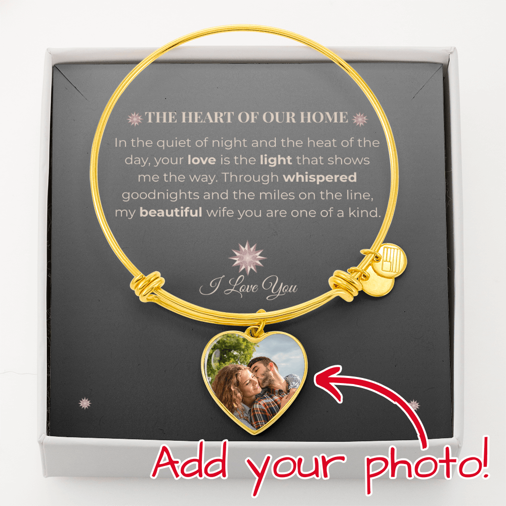 Truckers Wife Gifts - Custom Jewelry  Luxury Heart Wife Whisper Bangle