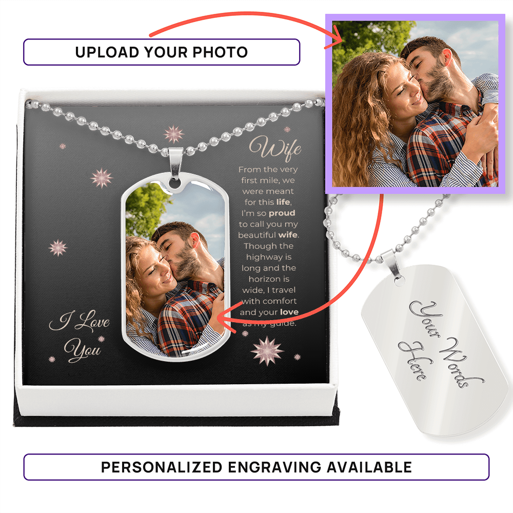 Truckers Wife Gifts - Customized Love Dog Tag Necklace